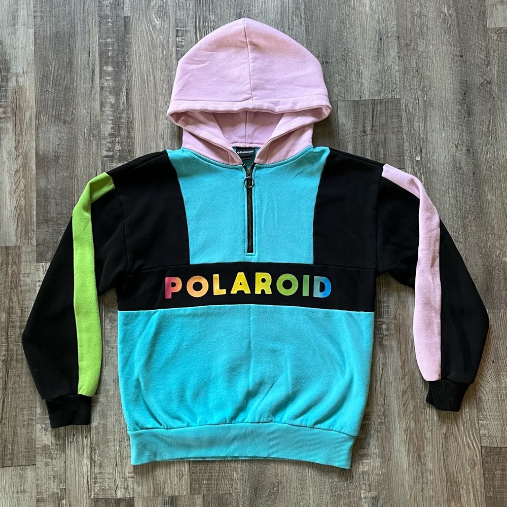 Polaroid 3/4 zip pullover hoodie